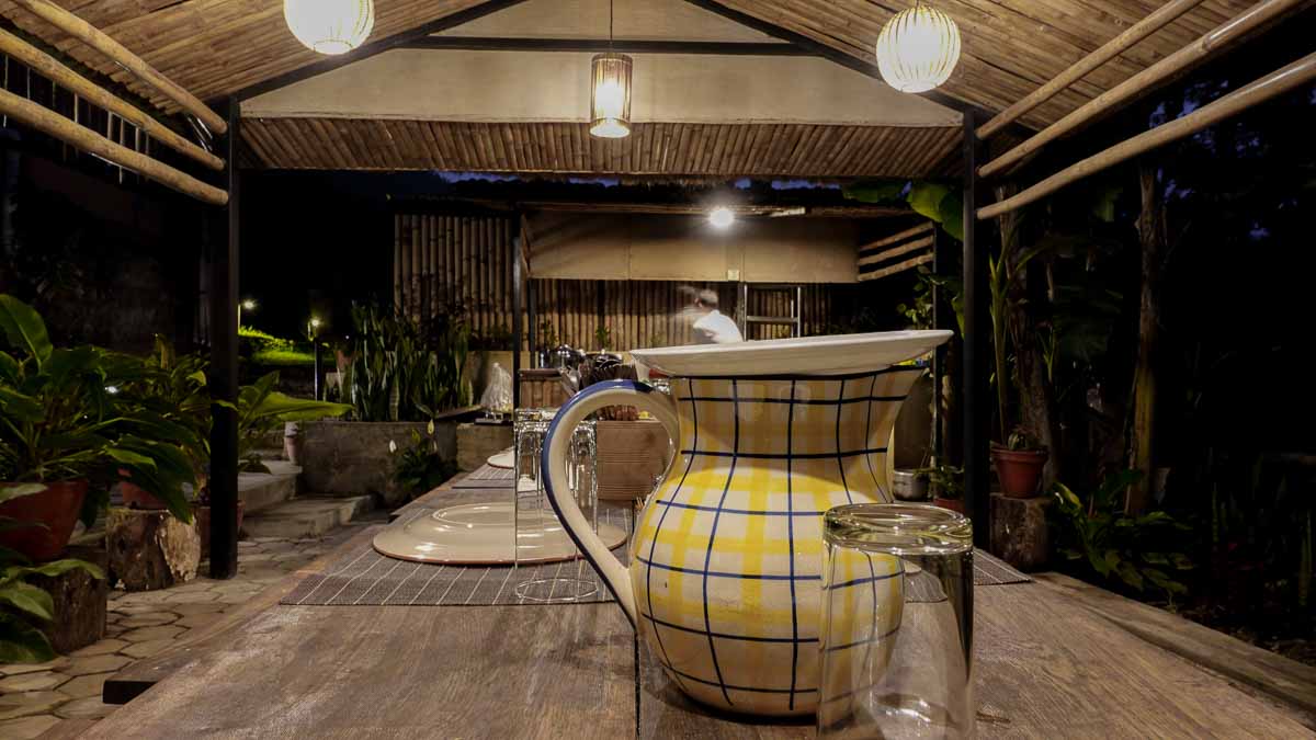 Dining set up villa side
